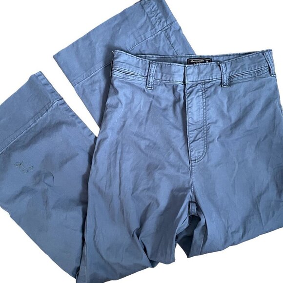 Abercrombie & Fitch blue flare leg high waisted pants casual cotton size 26 - Picture 1 of 5